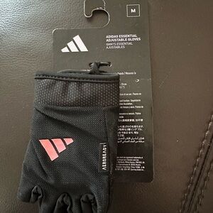 adidas Black and Pink Essential Adjustable Gloves
